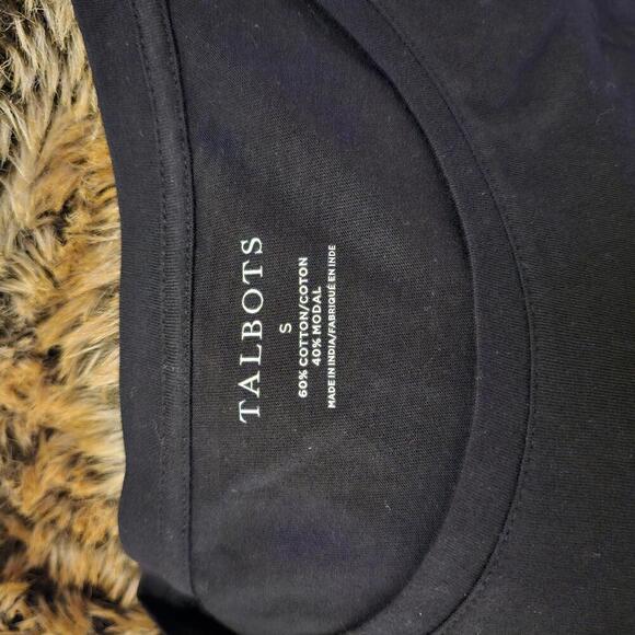 Talbots Black T-Shirt with Embroidered Sleeves - Picture 4 of 6